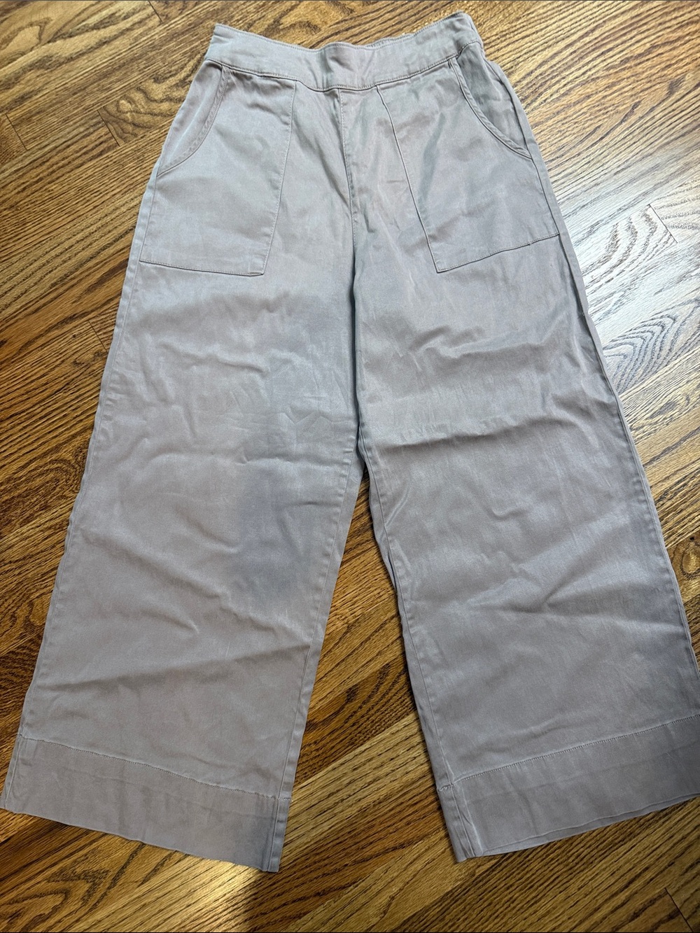 Womens Wide-Leg Cotton Cropped Pants — Taupe